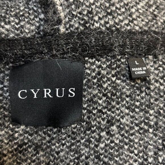 CYRUS Windowpane Plaid Open Front Cardigan L Sweater Coat Stretch Comfy Coatigan - Picture 5 of 7